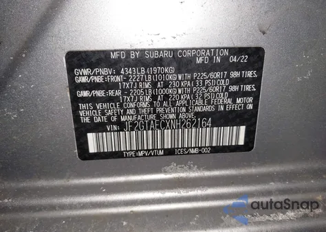 2022 Subaru Crosstrek Premium z USA, uszkodzony, nr VIN JF2GTAECXNH262164